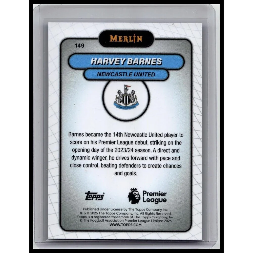 2026 Merlin Premier League #149 Harvey Barnes Blue Refractor #/150